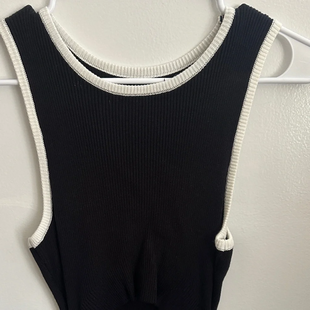 Black Cutout Tank Maxi Dress with Contrast Trim